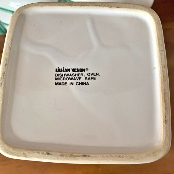 Vintage Lillian Vernon Bright Farmhouse Kitchen Fruit Canister Wood Lid Set of 4 - Picture 7 of 12